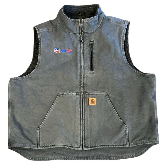 Carhartt Gray Sherpa Lined Full Zip Stand Up Collar Mens 2XL NexGen Embroidery